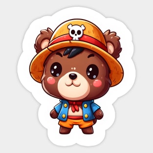 Cute Straw Hat Bear Pirate Kawaii Sticker